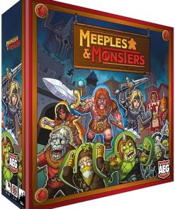 AEG Meeples & Monsters | Fantasy Bag Building Strategy Board Game | Train Warriors, Clerics, Knights & Mages, Defend The Town | 2-4 Players | Ages 14+