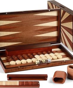 Large Wooden Folding Backgammon Set 15.75 Inch Handcrafted for All Ages