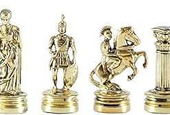 Greek Roman Army Small Chess Set in Brass and Nickel Without Board 2