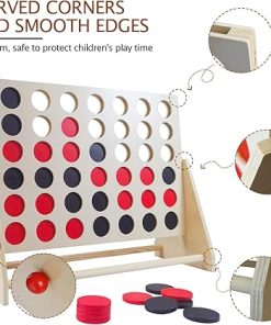 Giant Wooden Four in a Row Game Set for Family Fun and Parties 2