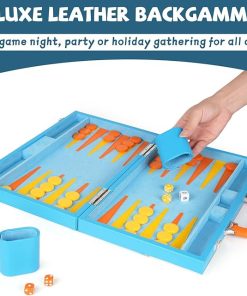 Classic 15 Inch Backgammon Set with Leather Case for Travel and Home 2
