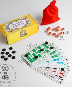 Russian Lotto Board Game Set with Wood Barrels Loteria Cards and Chips 2