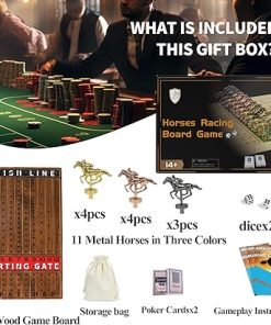 Horse Race Board Game with 11 Durable Metal Horses and Dice Cards 2