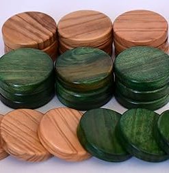 Natural Olive Wood Green Backgammon Checkers Chips 1.4 Inches