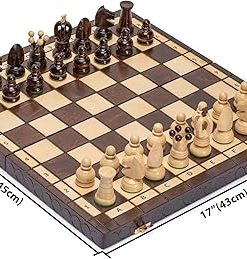 Husaria European International Chess Wooden Game Set, King’s Classic – 18-Inch Large Size Chess Set – Folding Board with Felt Bottom Chessmen 2
