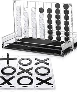 Acrylic Tic Tac Toe and 4 in a Row Classic Board Games Set for Family