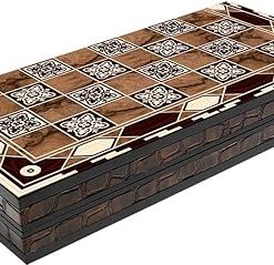 Turkish Backgammon Set with Leather Cover for Family Game Nights