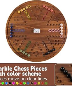Large Double-Sided Marble Board Game for 4 to 6 Players with Dice 2