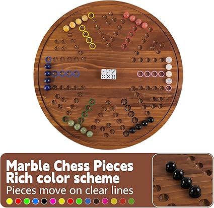 Large Double-Sided Marble Board Game for 4 to 6 Players with Dice 2 Large Double-Sided Marble Board Game for 4 to 6 Players with Dice - Image 2