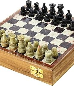 StonKraft 8×8 Chess Board with Wooden Base and Stone Inlaid Game Set 2