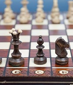 Handmade European Wooden Chess Set with 16 Inch Board and Carved Pieces 2
