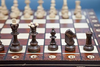 Handmade European Wooden Chess Set with 16 Inch Board and Carved Pieces 2 Handmade European Wooden Chess Set with 16 Inch Board and Carved Pieces - Image 2