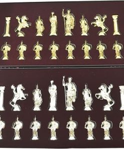 Historical Rome Metal Chess Set for Adults Handmade Wooden Board 4 Inch 2