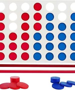 ApudArmis Portable Wooden 4 in a Row Game Set for Family Fun