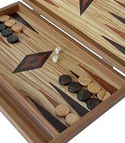 Olive Wood 15 Inch Backgammon Set Handmade in Greece Quality Craftsmanship 2