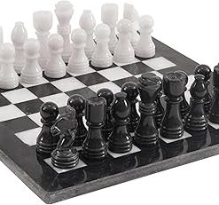 Handmade 12 Inch Marble Chess Set Black and White Classic Board Game