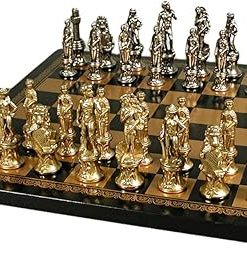 World Wise Florence Men Chess Set with Leather Game Board 2