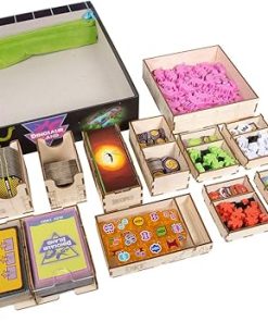 Dinosaur Island Game Organizer Wooden Box with Multiple Trays