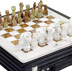 15 Inch White Green Onyx Chess Set Classic Home Decor Board Game