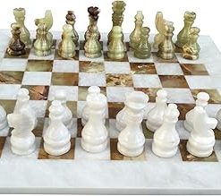 15 Inch White Green Onyx Chess Set Classic Home Decor Board Game 2