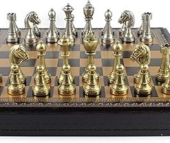 Eco-Leather Chess Board with 70M Italy Chess Pieces 219GN New 2