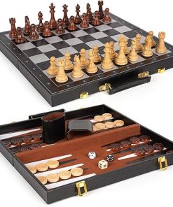 3-in-1 Chess Checkers Backgammon Set for Kids and Adults Portable Game
