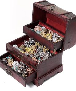 Wooden Chest with Drawer for Collectible Fantasy Coins and Card Games 2