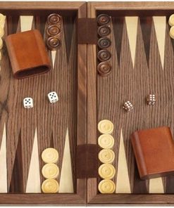 15 Inch Wood Backgammon Set with Burlwood Walnut Diamond Inlay 2