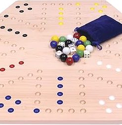 Wahoo Wooden Marble Game Board Set Large 24 Inch Solid Maple Wood
