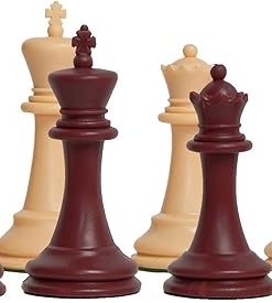 Marshall Plastic Chess Set Pieces Only 3.75 Inch King Red Natural