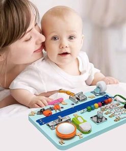 Montessori Green Busy Board for Locks and Latches Learning Activity 2