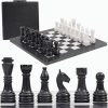 Handmade Black and White Marble Chess Set with Storage Box 15 Inches