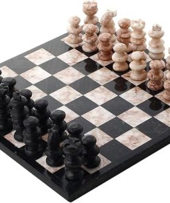 NOVICA Decorative Marble, Black, ‘Glorious Battle’ Chess Set, Medium