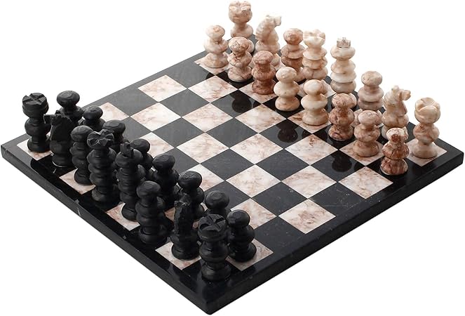 NOVICA Decorative Marble, Black, ‘Glorious Battle’ Chess Set, Medium NOVICA Decorative Marble, Black, 'Glorious Battle' Chess Set, Medium