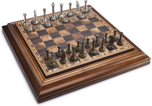 AMEROUS 14 inches Wooden Chess Set with Metal Chess Pieces / 2.5'' King/Storage for Chessmen/Gift Package/Instructions/Classic Board Game - Image 2