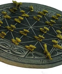 Handmade Slate Bagh Chal Moving Tigers Nepal Traditional Board Game Set