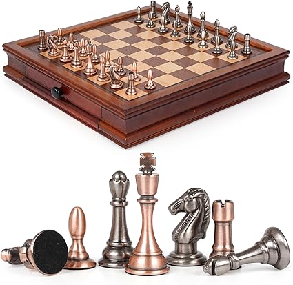 Premium 12.5-Inch Wooden Chess Set with Weighted Pieces and Storage Drawer Premium 12.5-Inch Wooden Chess Set with Weighted Pieces and Storage Drawer