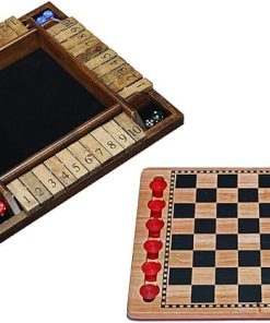 WE Games Four Player Shut The Box Dice Game and Classic Checkers Set