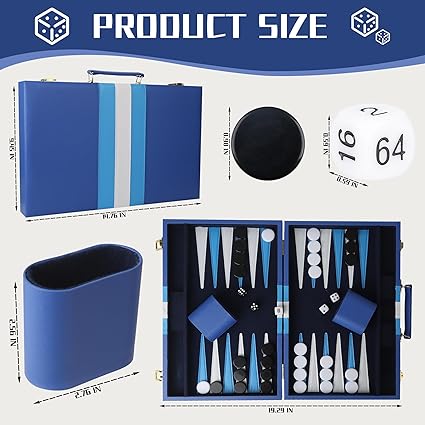 15 Inch Portable Backgammon Set for Adults – Classic Travel Game for 2 2 15 Inch Portable Backgammon Set for Adults - Classic Travel Game for 2 - Image 2