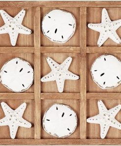 Beach Tic Tac Toe Game Starfish Sand Dollar Coastal Decor 8.97-Inch