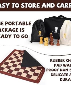 20” Tournament Chess Set Foldable Silicone Chess Board Game Chess Pieces 3.8” King Height Portable Travel Roll up Chess Game Set for Adults and Kids with Storage Bag Family Board Game 2