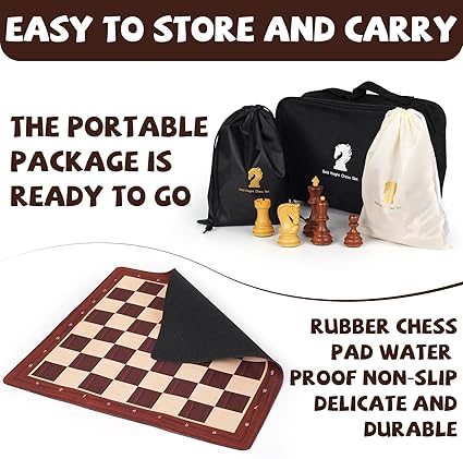 20” Tournament Chess Set Foldable Silicone Chess Board Game Chess Pieces 3.8” King Height Portable Travel Roll up Chess Game Set for Adults and Kids with Storage Bag Family Board Game 2 20'' Tournament Chess Set Foldable Silicone Chess Board Game Chess Pieces 3.8'' King Height Portable Travel Roll up Chess Game Set for Adults and Kids with Storage Bag Family Board Game - Image 2