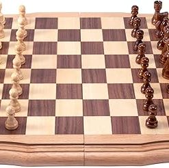 AMEROUS 15.6 Inch Magnetic Wooden Chess Set with Storage and Extra Queens 2