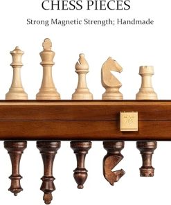 15 Inch Wooden Folding Chess and Checkers Set with Extra Queens 2