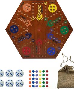 Marble Board Game Original Large Pine Fast Track for 4 to 6 Players