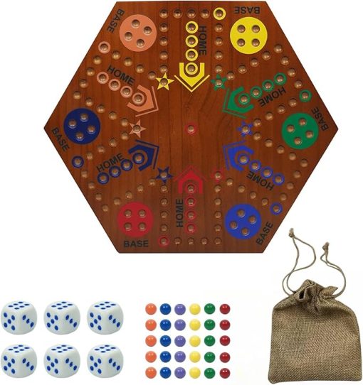 Marble Board Game Original Large Pine Fast Track for 4 to 6 Players