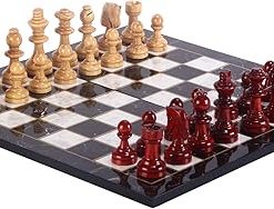 Handmade Boxwood Staunton Chess Set with Marble Design Board King 3.5 Inch 2