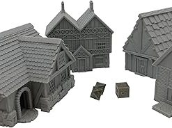 Hautico Village Houses Terrain for 18-22mm Miniatures Wargames 3D Printed