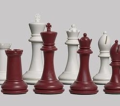 Hastings Plastic Chess Set Pieces Red White 3.875 Inch King Only