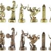 Greek Mythology Chess Set in Brass and Copper Without Chess Board